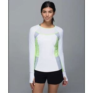 Lululemon Trail Bound Long Sleeve | White Clear Mint Run Top Size 6
